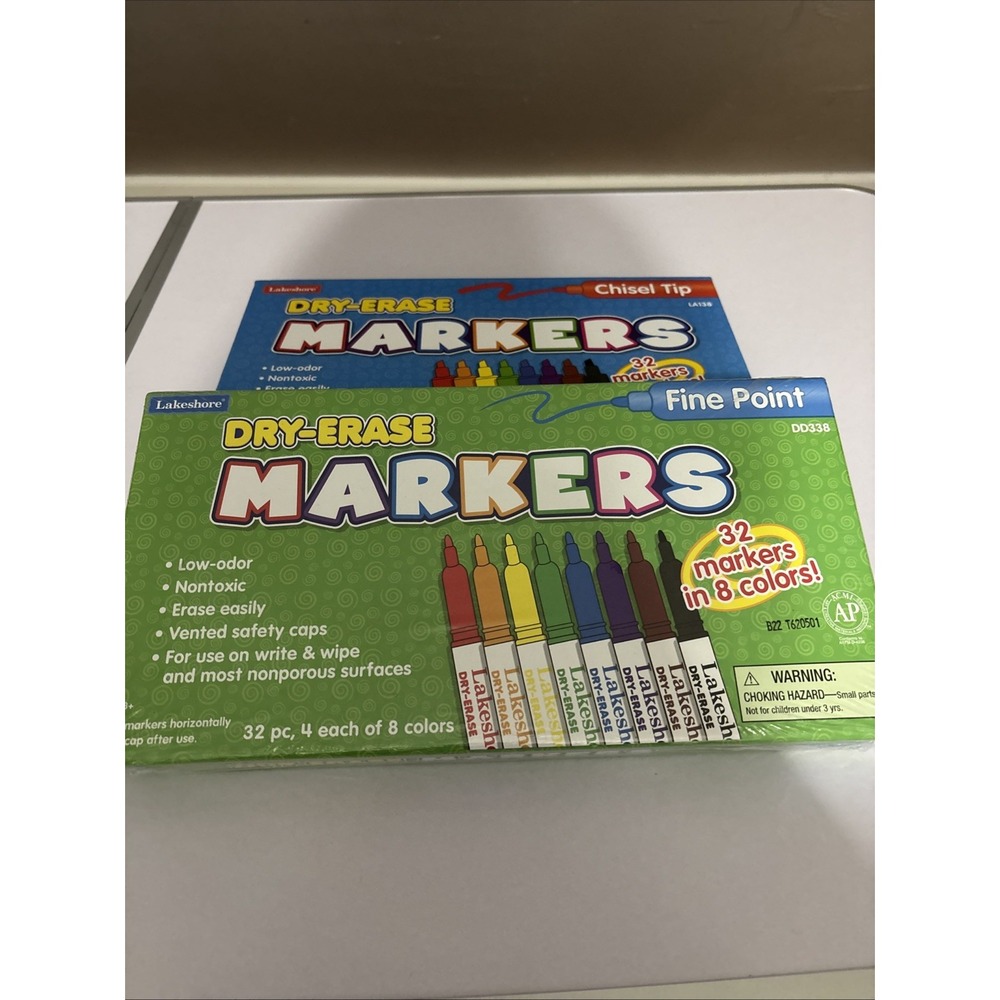 Lot Of Two Boxes Of Lakeshore‎ Dry Erase Markers 64 Markers Total New In Box .